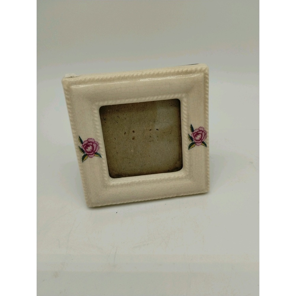 Miniature Porcelain Ceramic Photo Picture Frame Roses  Cottage Romantic Granny